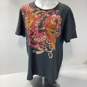 Pretty Green Brand Graphic Mod T-Shirt Women’s Face Colorful Design Size XXL